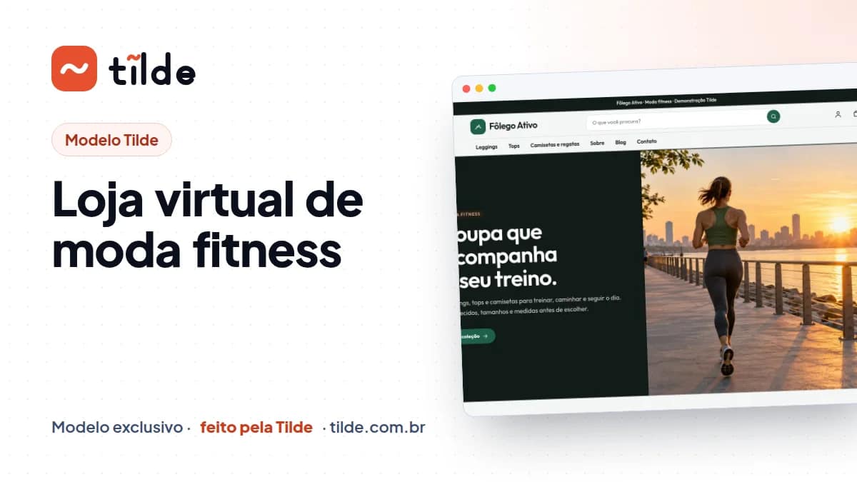 Capa do modelo Fôlego Ativo, loja de moda fitness demonstrativa da Tilde