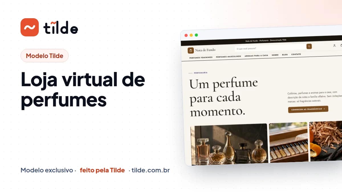 Capa do modelo Nota de Fundo, perfumaria demonstrativa da Tilde