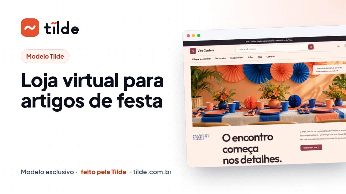 Capa do modelo Vira Confete, loja demonstrativa da Tilde