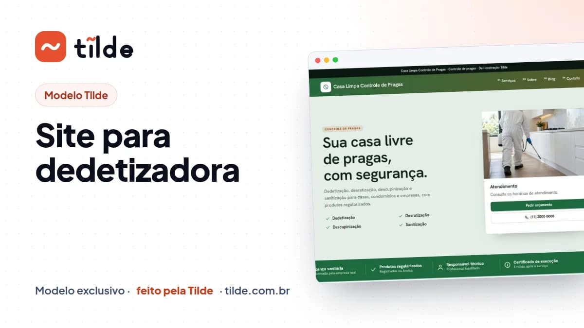 Capa do modelo Casa Limpa Controle de Pragas, empresa demonstrativa da Tilde