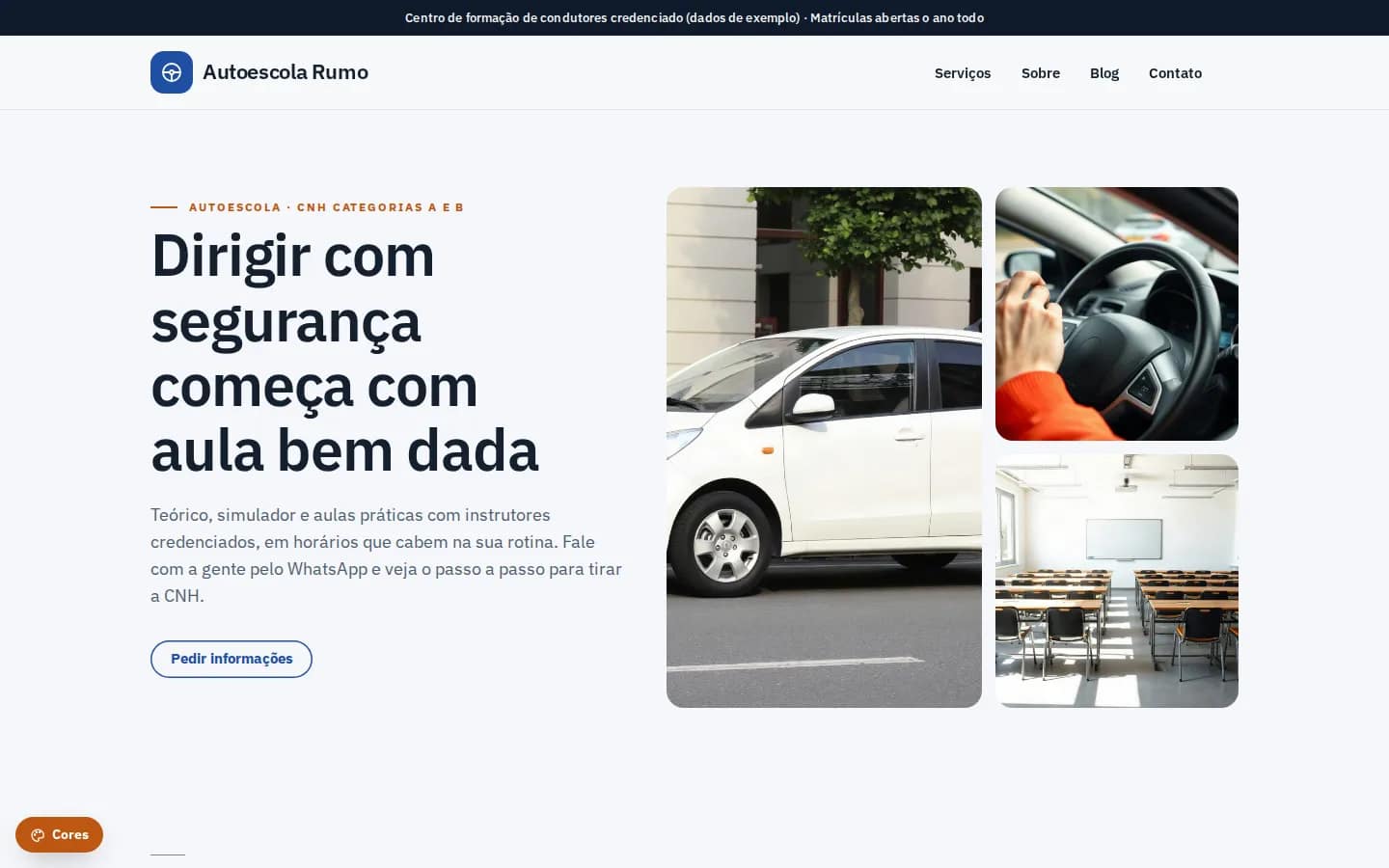 Autoescola Rumo — autoescola (cfc) — Sitio web WordPress