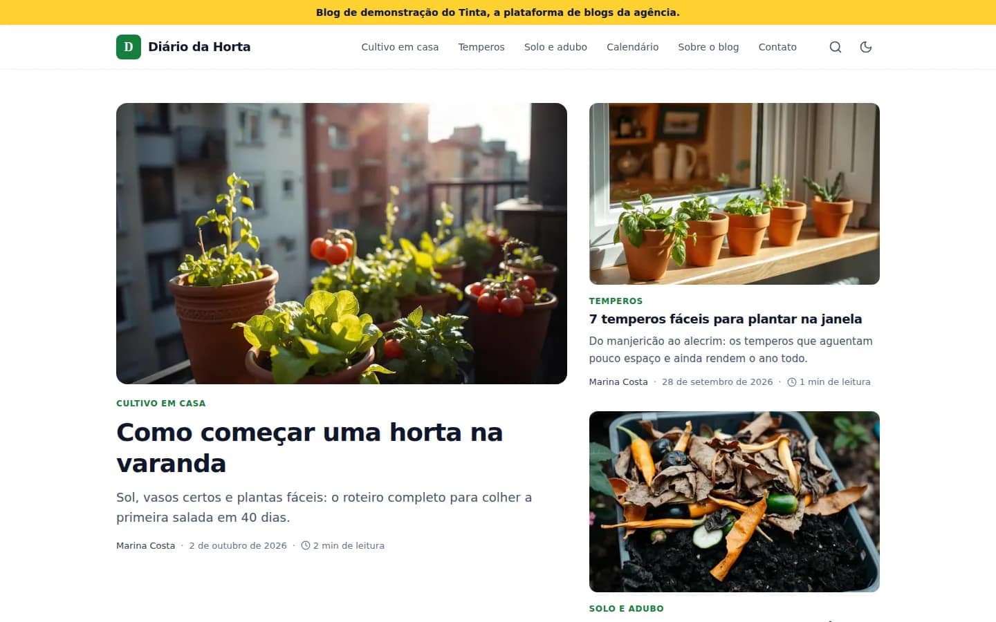 Diário da Horta — blog con panel propio