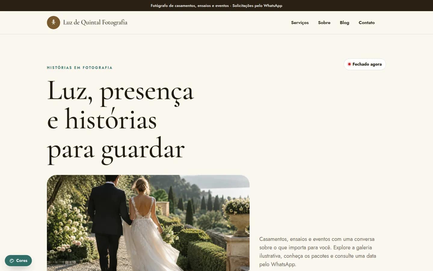 Luz de Quintal Fotografia — fotógrafo de casamentos, ensaios e eventos — Site WordPress