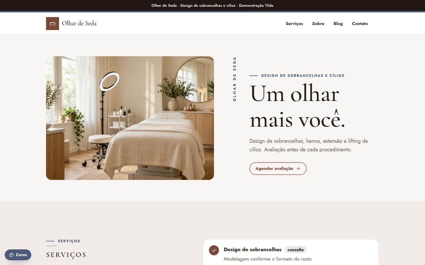 Olhar de Seda — sobrancelhas e cílios — Site WordPress