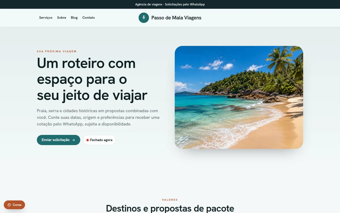 Passo de Mala Viagens — agência de viagens — Site WordPress