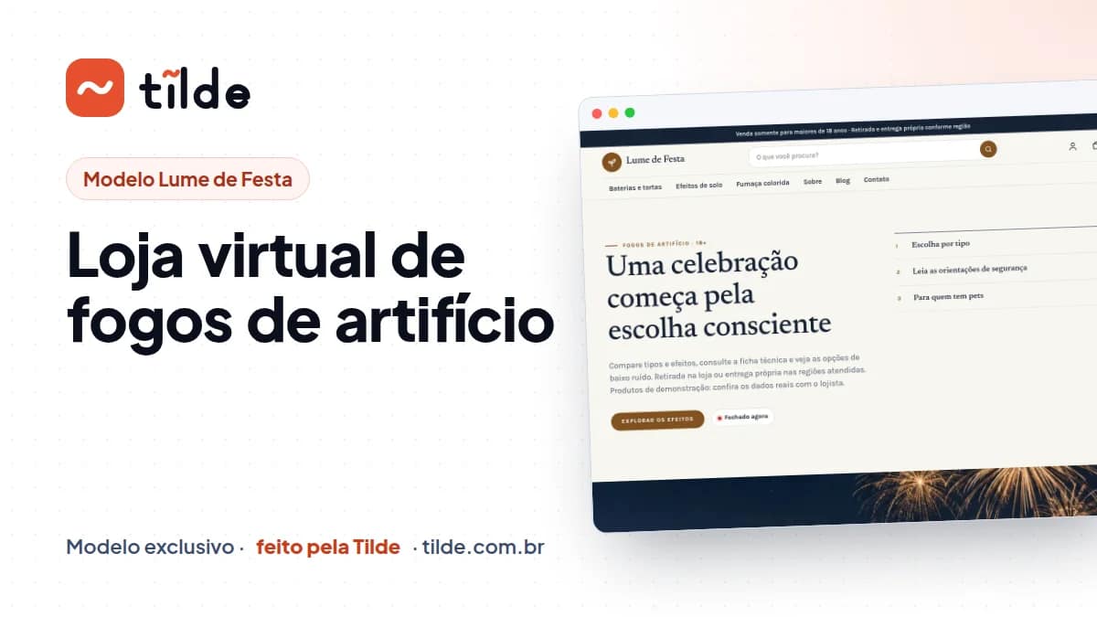 Capa Tilde do modelo de loja virtual Lume de Festa
