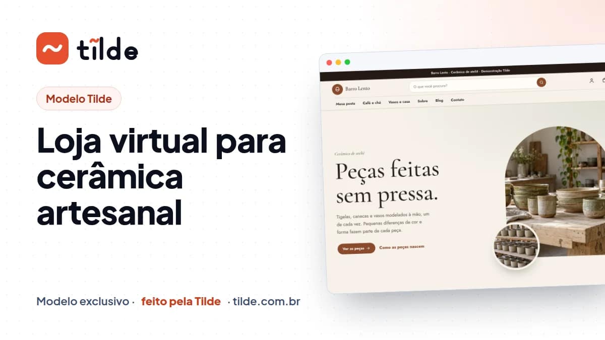 Capa do modelo Barro Lento, ateliê de cerâmica demonstrativo da Tilde