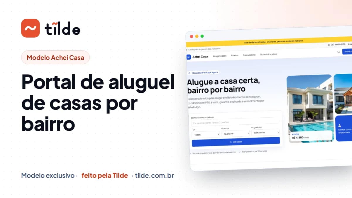 Capa com a marca Tilde e o título Portal de aluguel de casas por bairro