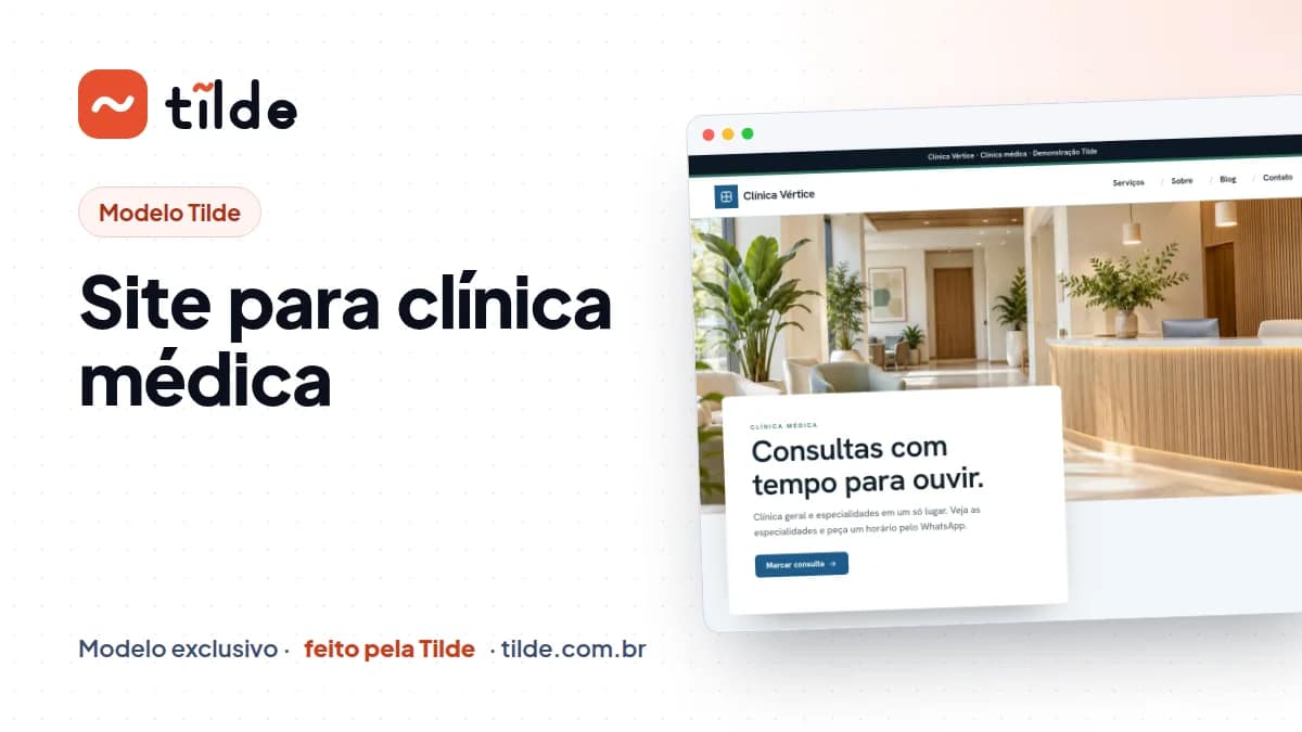 Capa do modelo Clínica Vértice, clínica médica demonstrativa da Tilde