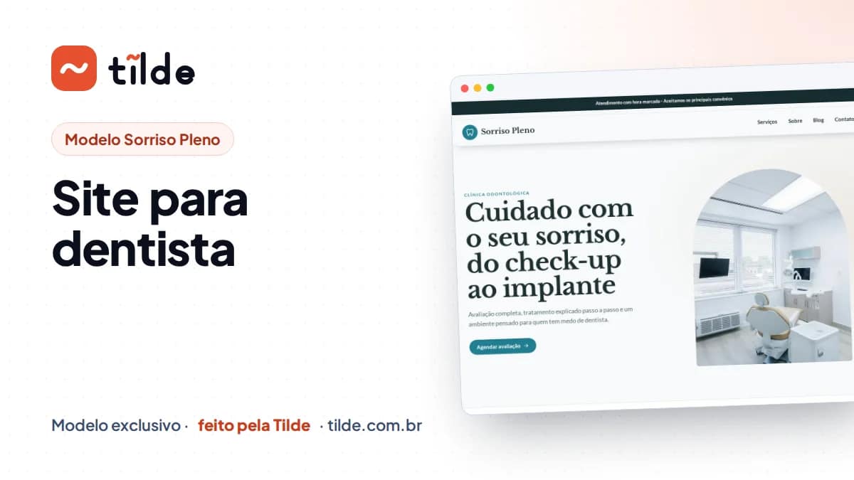 Capa com a marca Tilde e o título Site para dentista