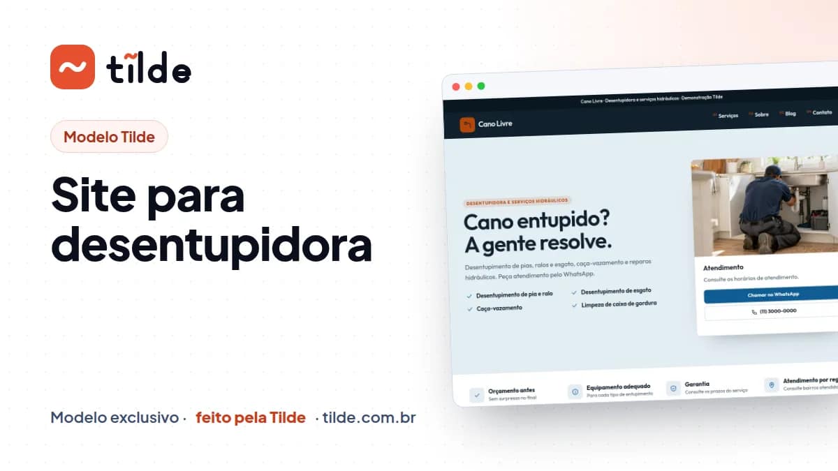 Capa do modelo Cano Livre, desentupidora demonstrativa da Tilde