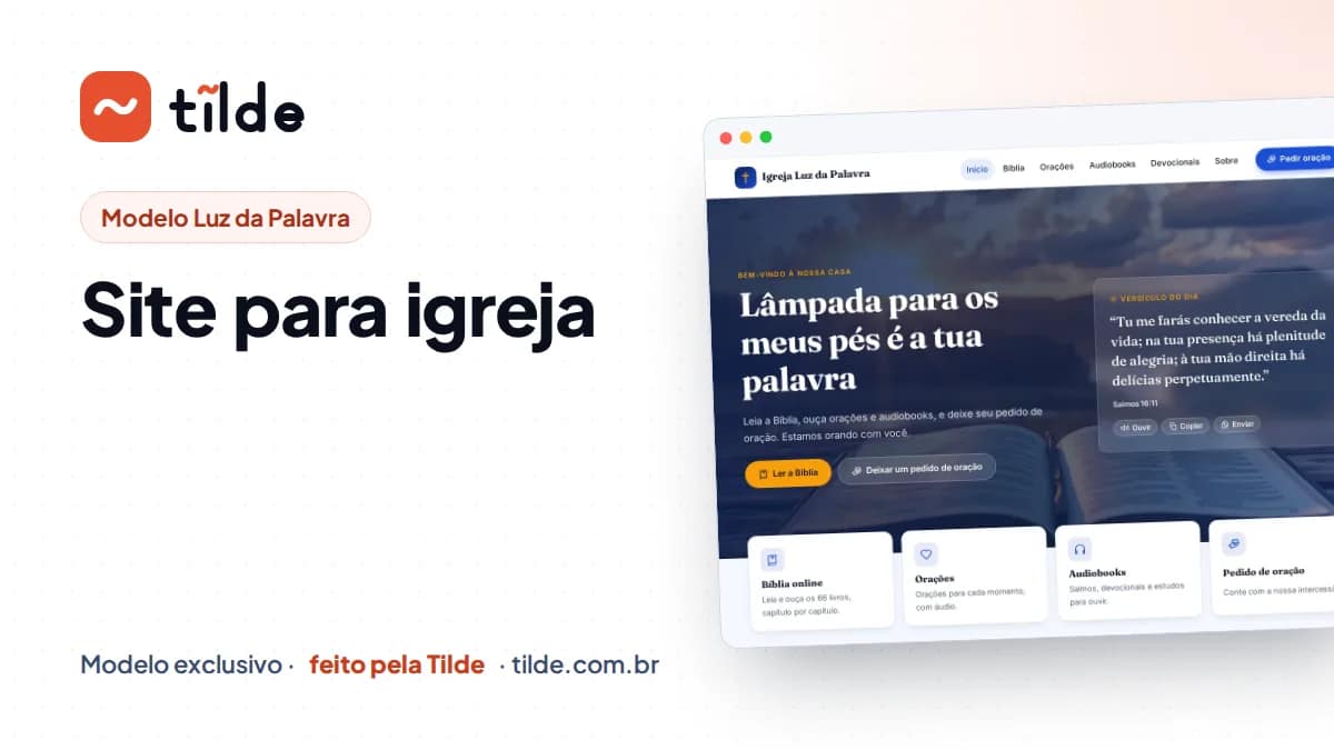 Capa com a marca Tilde e o título Site para igreja