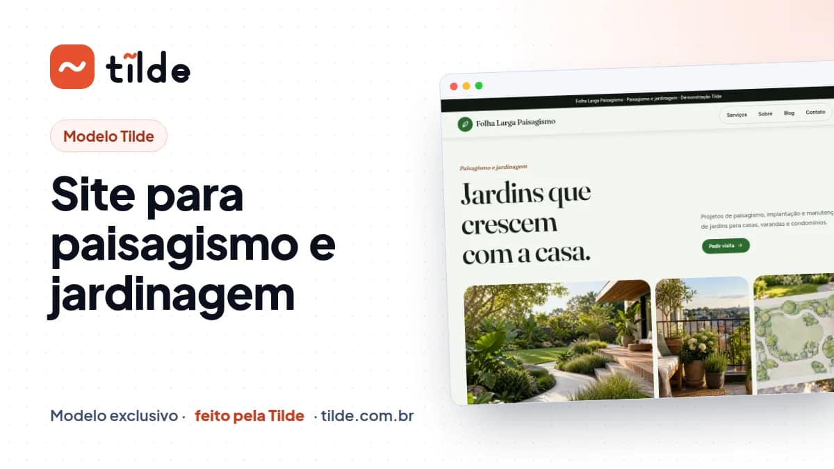 Capa do modelo Folha Larga Paisagismo, empresa demonstrativa da Tilde