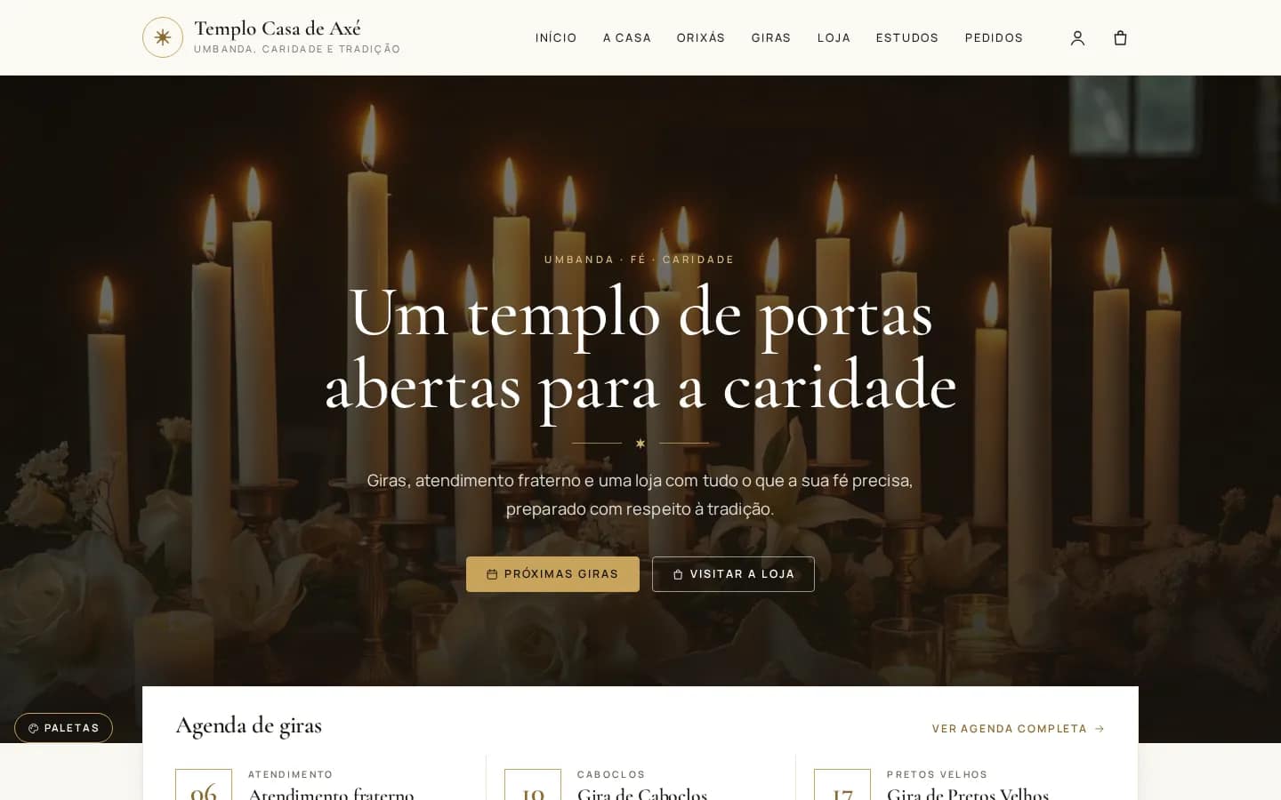 Casa de Axé — templo de Umbanda con tienda
