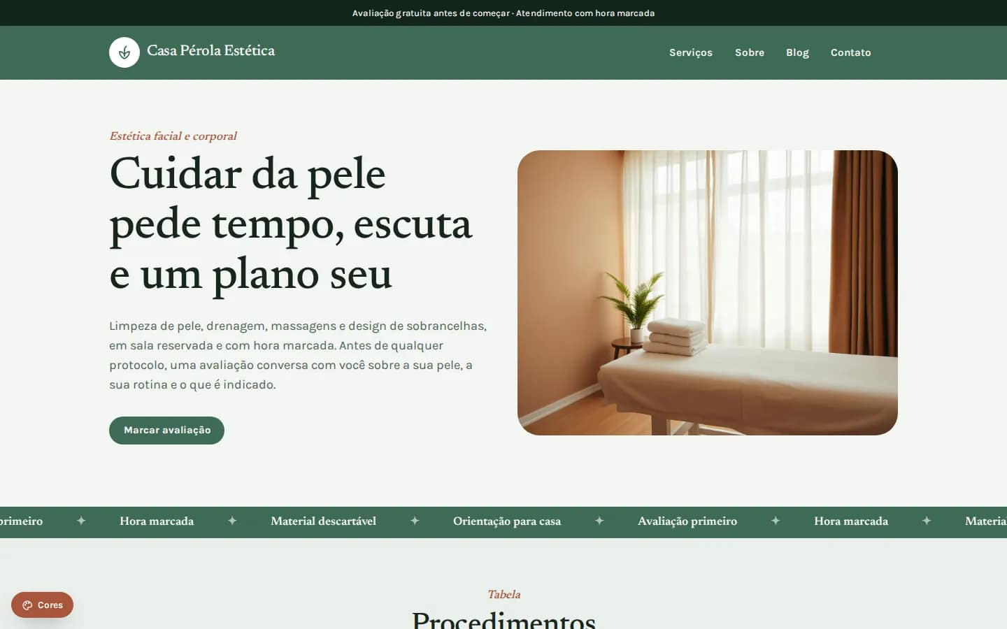 Casa Pérola Estética — clínica de estética — Sitio web WordPress