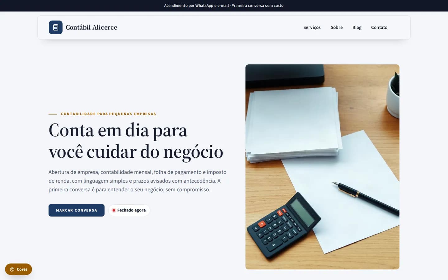 Contábil Alicerce — escritório de contabilidade — Sitio web WordPress