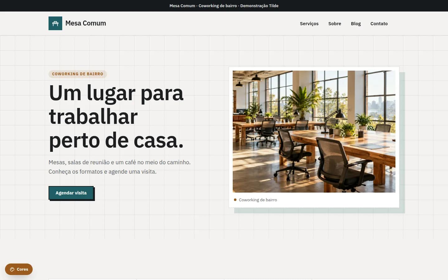 Mesa Comum — coworking — Site WordPress