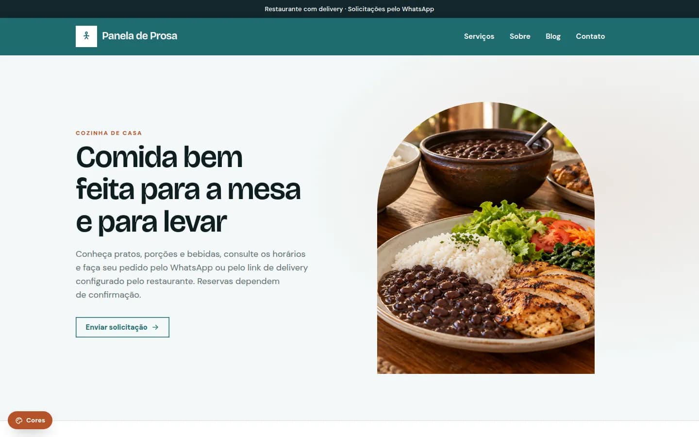 Panela de Prosa — restaurante com delivery — Site WordPress
