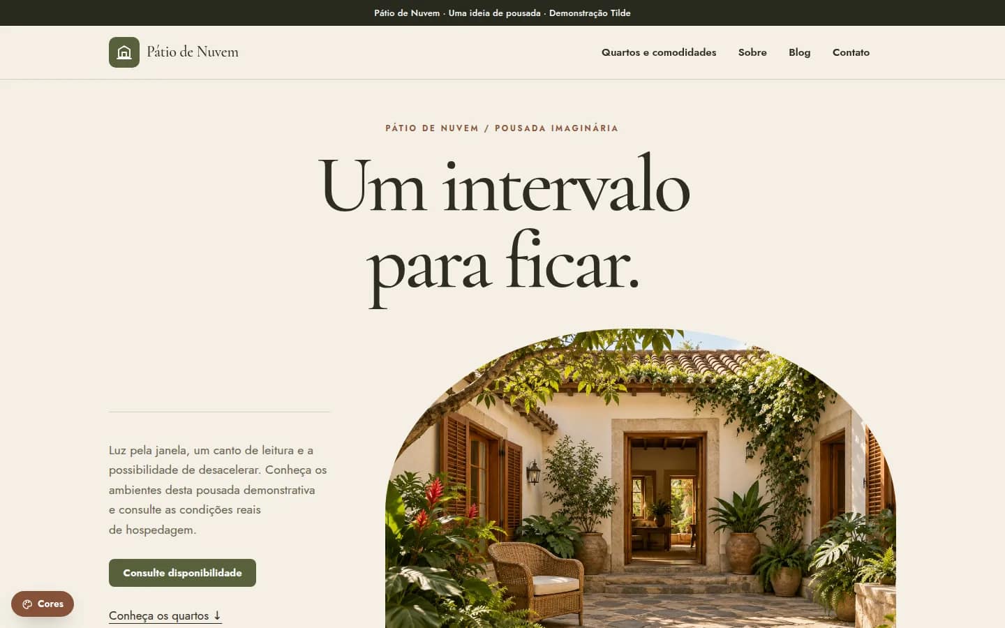 Pátio de Nuvem — pousada pequena — Site WordPress