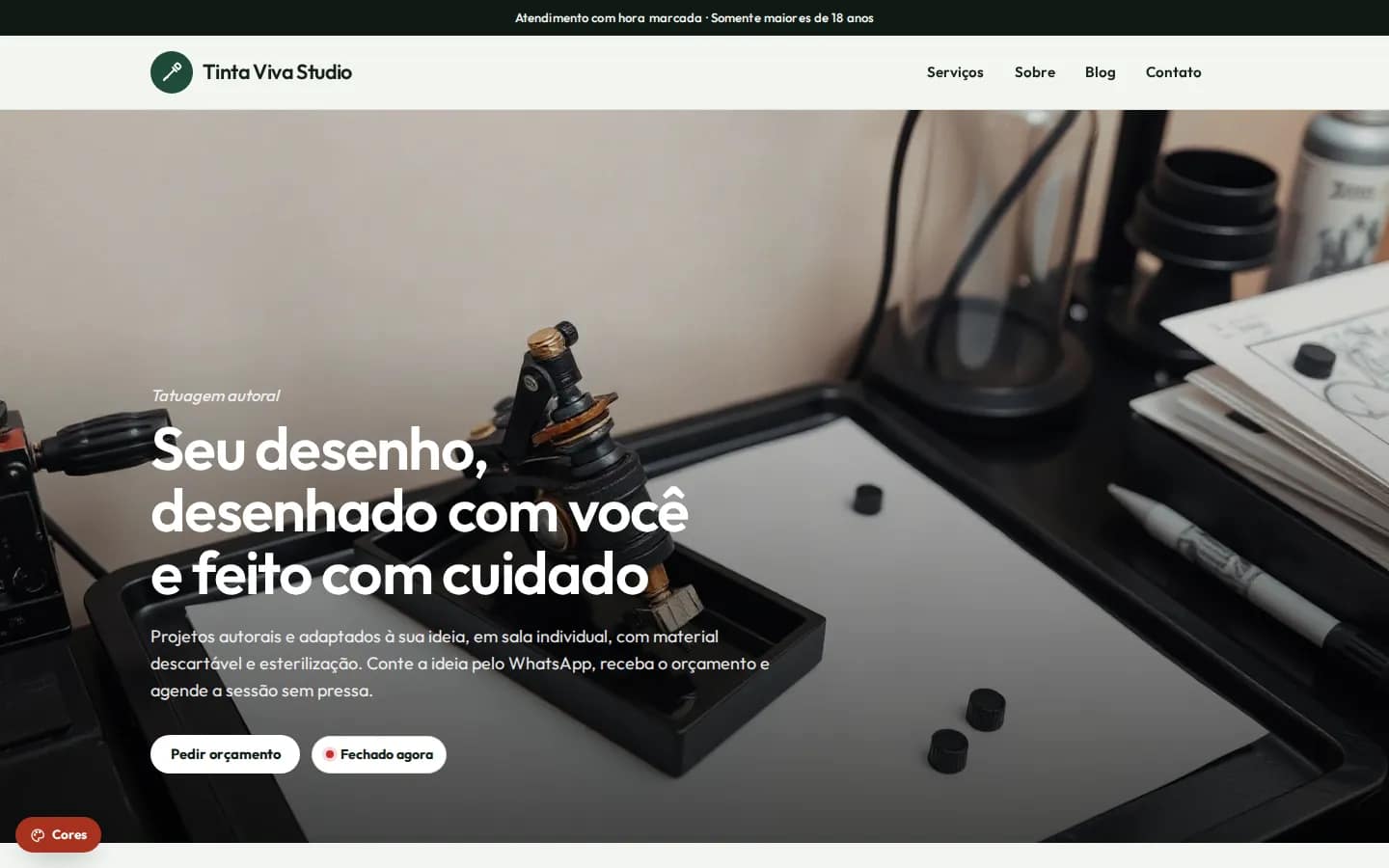 Tinta Viva Studio — studio de tatuagem — Sitio web WordPress