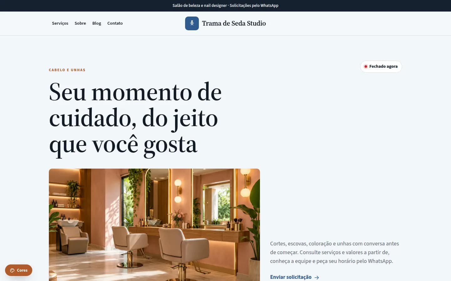 Trama de Seda Studio — salão de beleza e nail designer — Site WordPress