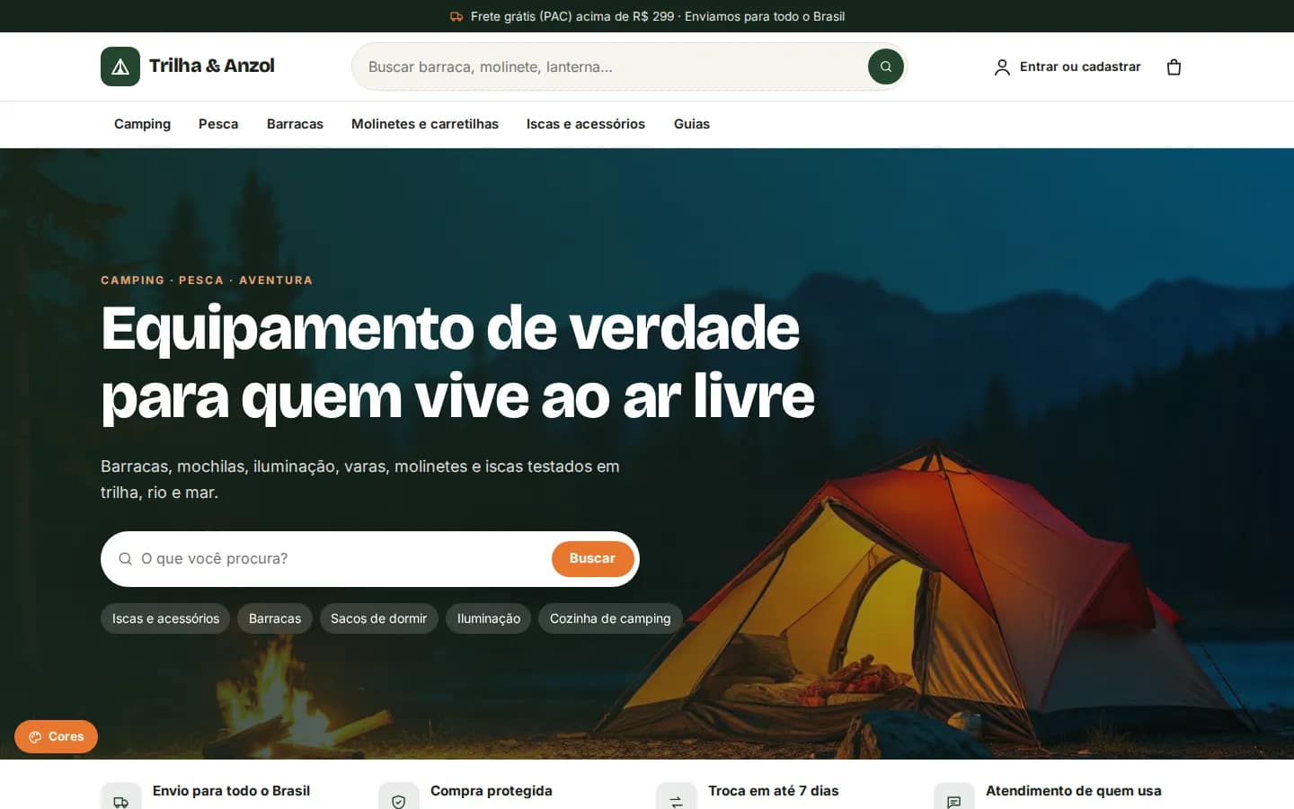 Trilha & Anzol — tienda de camping y pesca