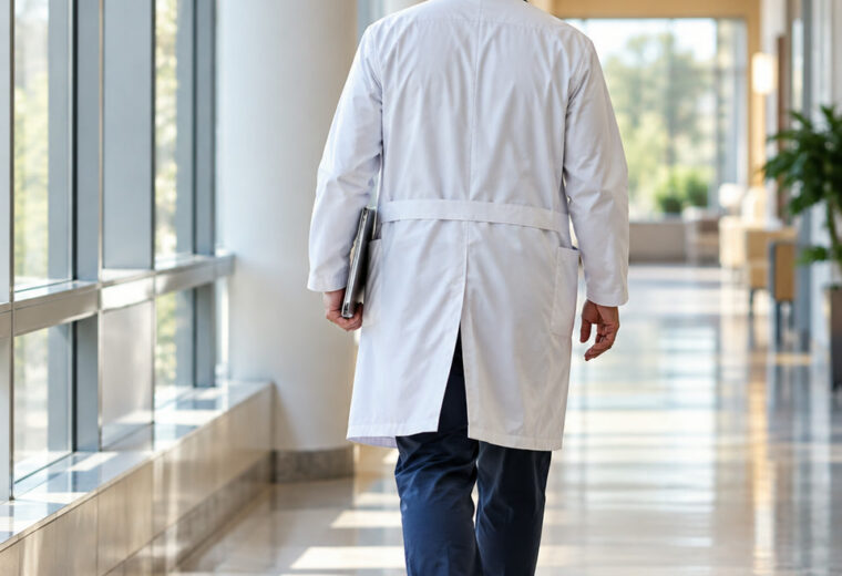 Médico de costas