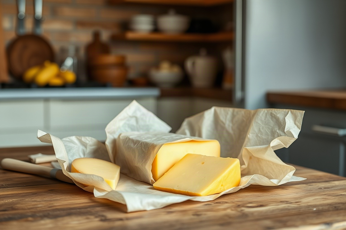 Queijo embrulhado em papel