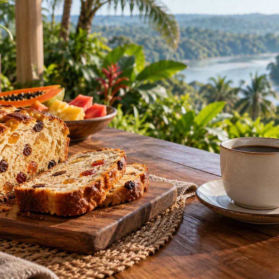 Pausa de café e frutas ilustrativa