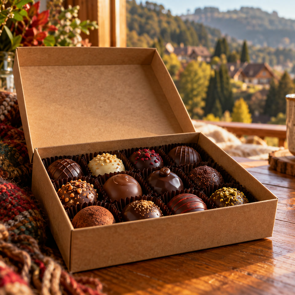 Chocolates artesanais ilustrativos