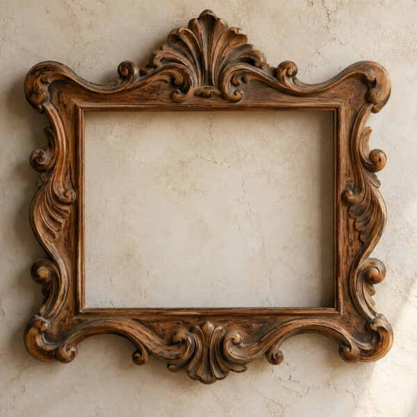 Moldura decorativa de inspiração barroca, ilustrativa