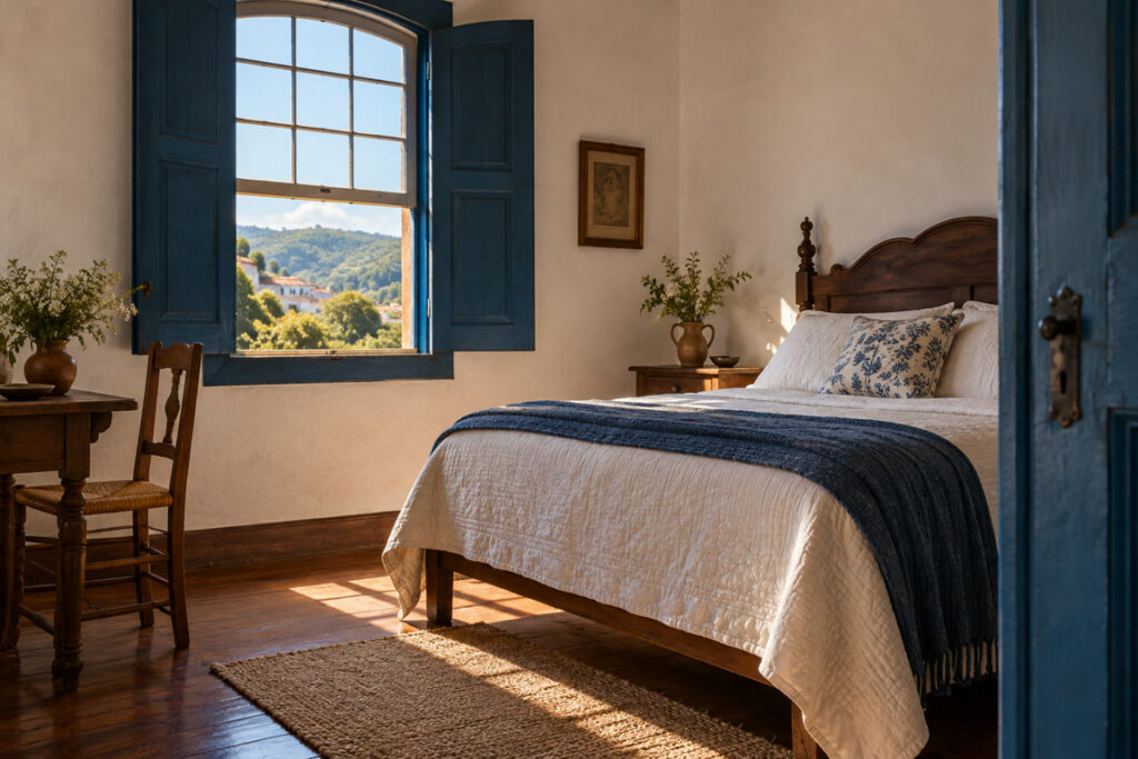 Quarto em casario colonial ilustrativo