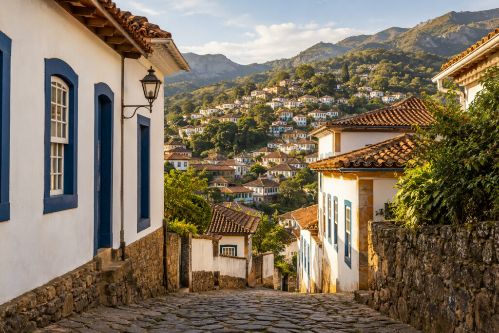 Ladeira de casario colonial ilustrativa