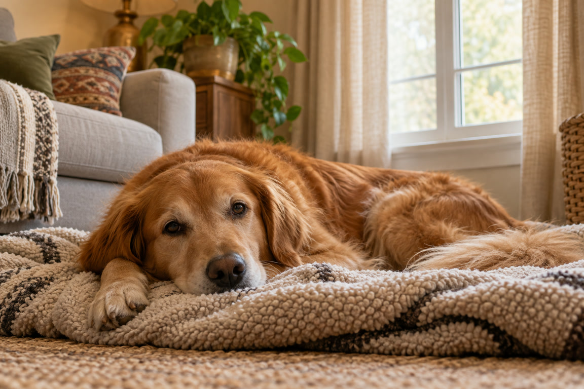 Cão em ambiente protegido dentro de casa