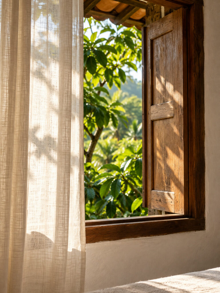 Detalhe ilustrativo de janela e cortina