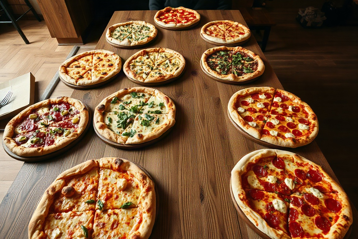 Pizzas sobre a mesa