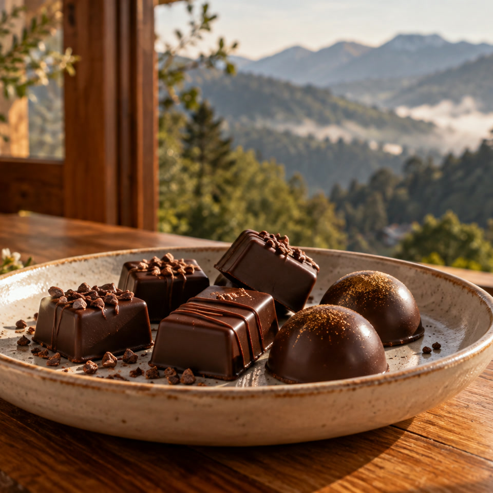 Chocolates artesanais ilustrativos