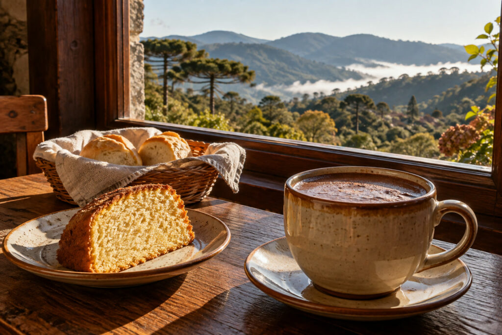 Pausa de chocolate e café ilustrativa