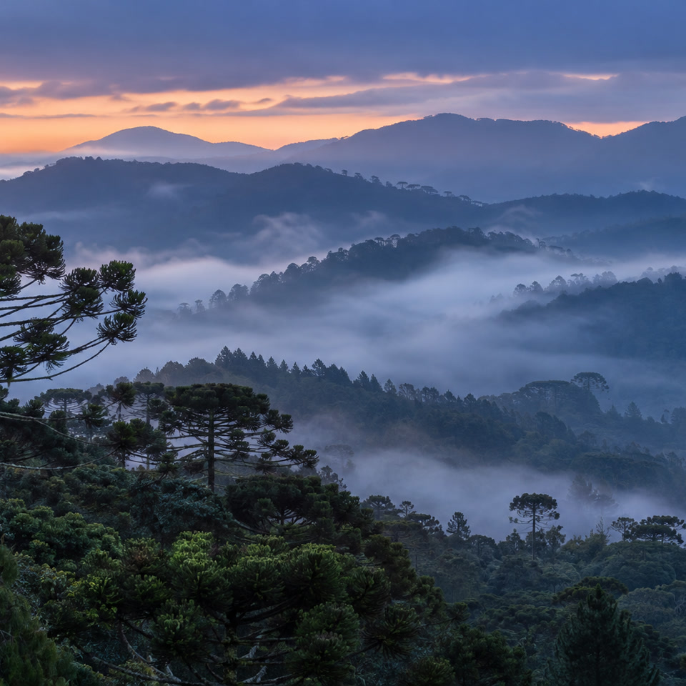 Serra ao entardecer, cena ilustrativa