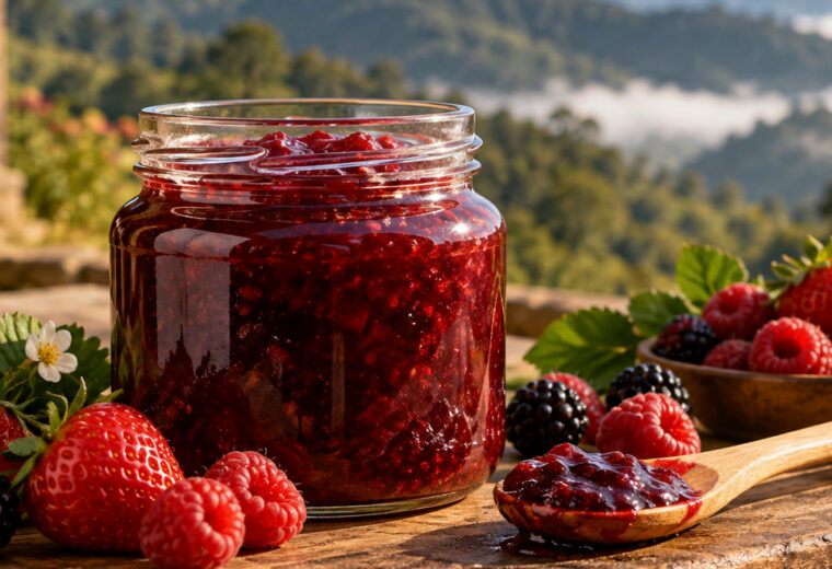Geleia de frutas vermelhas ilustrativa