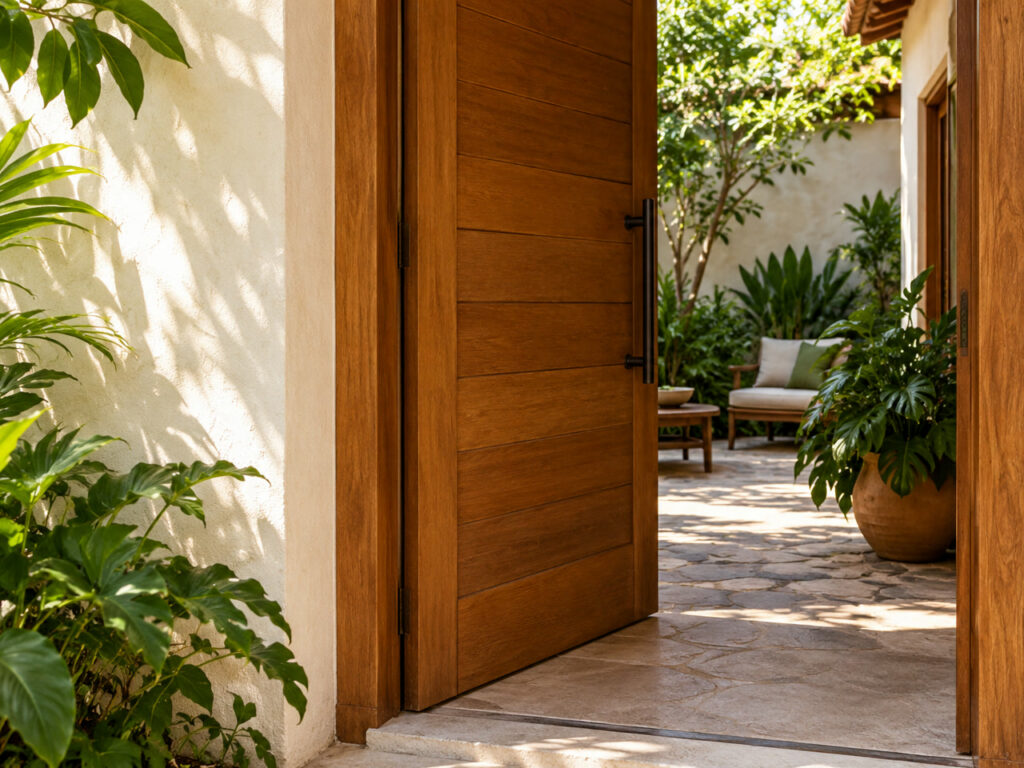 Detalhe ilustrativo de porta e pátio