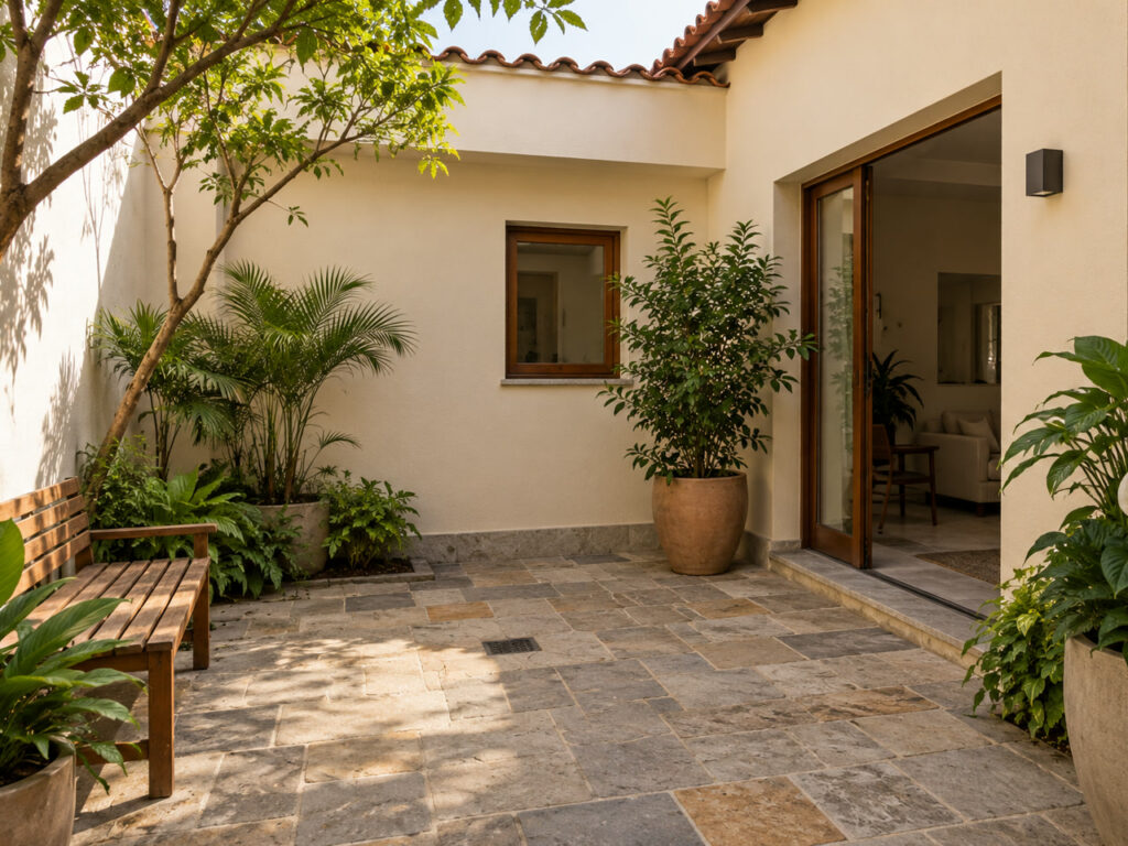 Pátio residencial ilustrativo