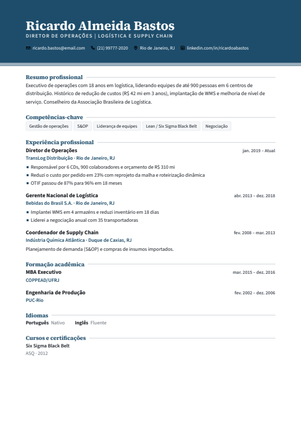 Prévia do currículo Executivo