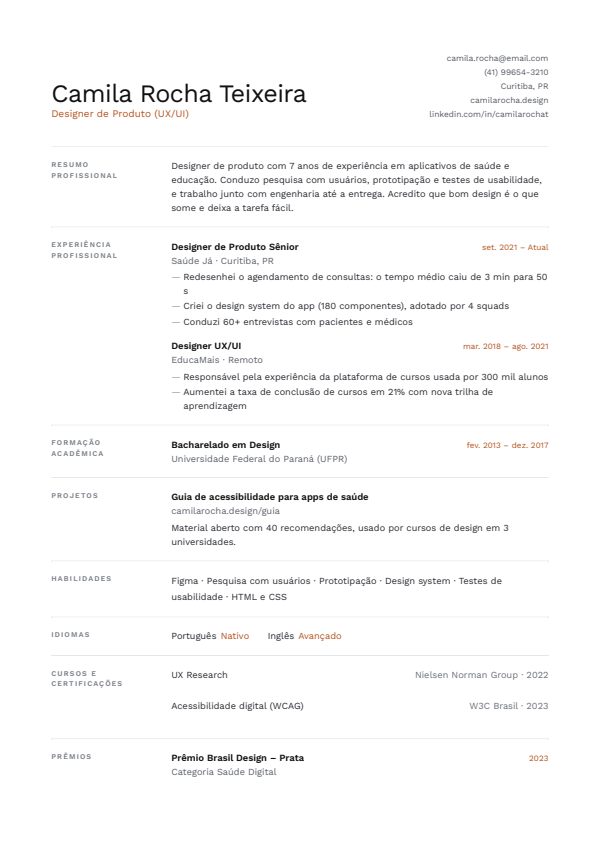 Prévia do currículo Minimalista