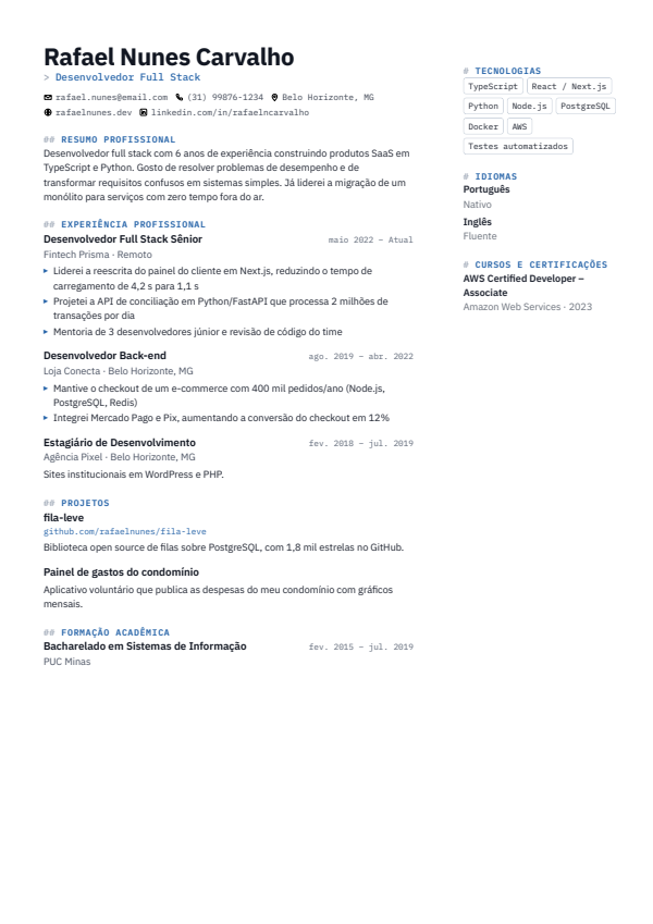Prévia do currículo Tecnologia