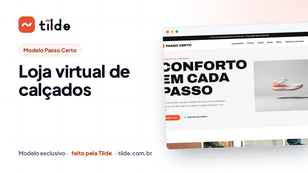 Capa com a marca Tilde e o título Loja virtual de calçados