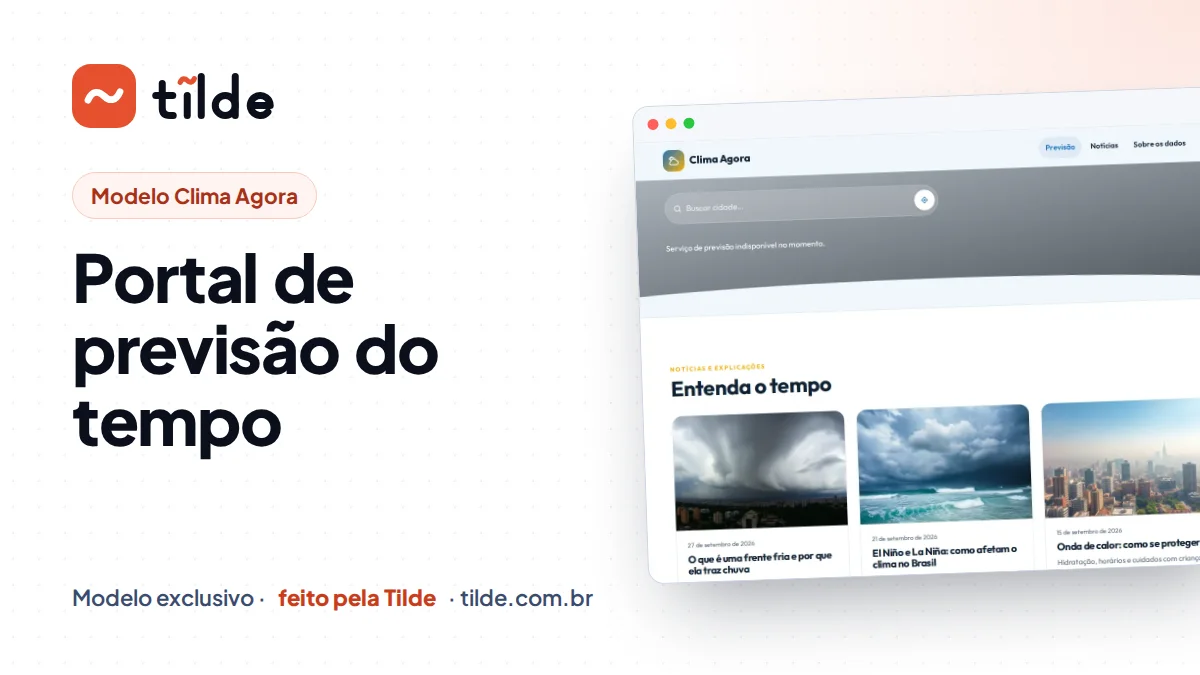 Capa com a marca Tilde e o título Portal de previsão do tempo