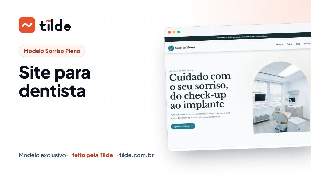 Capa com a marca Tilde e o título Site para dentista