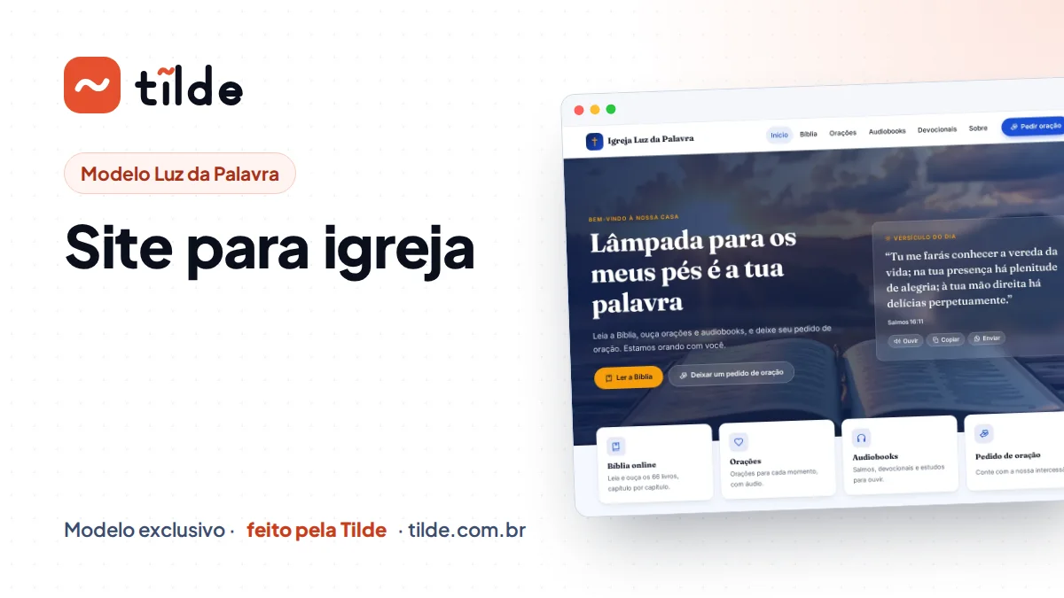 Capa com a marca Tilde e o título Site para igreja