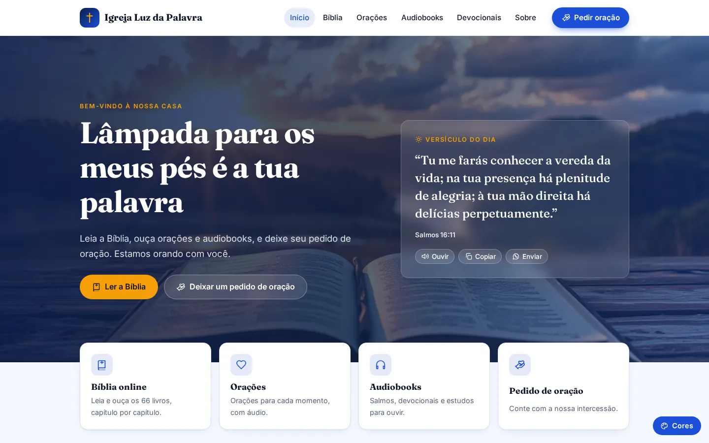 Luz da Palavra — site para igrejas: página inicial